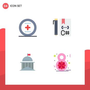 4 Thematic Vector Flat Icons and Editable Symbols of element city ux coding green Editable Vector Design Elements