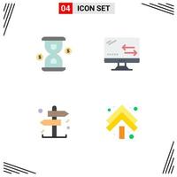 User Interface Pack of 4 Basic Flat Icons of glass decision investment arrows arrow Editable Vector Design Elements