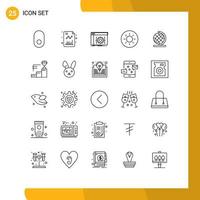 Group of 25 Modern Lines Set for achievements geography app earth brightness Editable Vector Design Elements