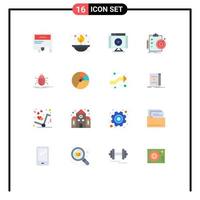 Modern Set of 16 Flat Colors and symbols such as analytics goals lamp video multimedia Editable Pack of Creative Vector Design Elements