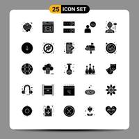 Pack of 25 creative Solid Glyphs of employee user page man protect Editable Vector Design Elements