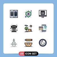 9 Creative Icons Modern Signs and Symbols of camping history heart column pillar Editable Vector Design Elements