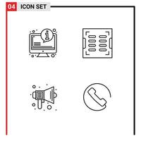 Group of 4 Filledline Flat Colors Signs and Symbols for system education information drain sound Editable Vector Design Elements