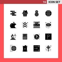 Set of 16 Modern UI Icons Symbols Signs for arrow fruit th apple internet Editable Vector Design Elements