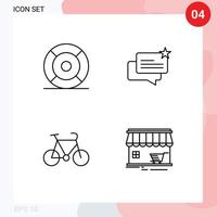 Set of 4 Vector Filledline Flat Colors on Grid for basic bicycle ui ecommerce sport Editable Vector Design Elements