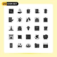 Solid Glyph Pack of 25 Universal Symbols of healthcare document rock lab science Editable Vector Design Elements