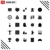 Pictogram Set of 25 Simple Solid Glyphs of circle arrows controls scientist mathematician Editable Vector Design Elements