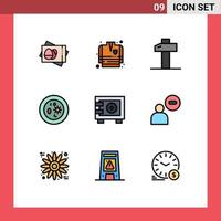 Set of 9 Modern UI Icons Symbols Signs for safe deposit hammer laboratory chemistry Editable Vector Design Elements