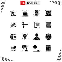 Universal Icon Symbols Group of 16 Modern Solid Glyphs of fire work fan party engine ui Editable Vector Design Elements