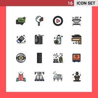 Pictogram Set of 16 Simple Flat Color Filled Lines of remove delete media pan cooking Editable Creative Vector Design Elements