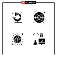 Universal Icon Symbols Group of 4 Modern Solid Glyphs of lab banking science color palette money Editable Vector Design Elements