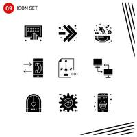 Set of 9 Modern UI Icons Symbols Signs for develop outgoing cucumber conversation communication Editable Vector Design Elements