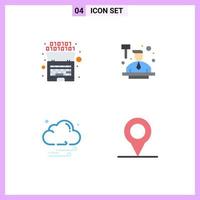 Mobile Interface Flat Icon Set of 4 Pictograms of artificial night intelligence hitting location Editable Vector Design Elements