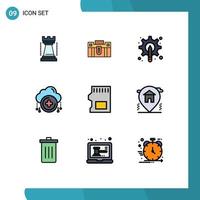 Modern Set of 9 Filledline Flat Colors and symbols such as add gear portfolio tool graphic Editable Vector Design Elements