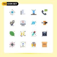 Modern Set of 16 Flat Colors Pictograph of contact us communication scale call person Editable Pack of Creative Vector Design Elements