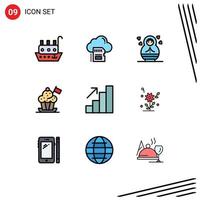 Pictogram Set of 9 Simple Filledline Flat Colors of analytics cooker hat archive cooker chef Editable Vector Design Elements