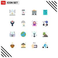 16 Universal Flat Color Signs Symbols of dress cloth direction shirt construction Editable Pack of Creative Vector Design Elements