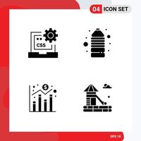Group of Solid Glyphs Signs and Symbols for code digital develop game graph Editable Vector Design Elements