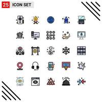 Modern Set of 25 Filled line Flat Colors and symbols such as cooking laptop map computer up Editable Vector Design Elements