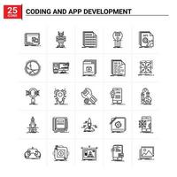 25 Coding And App Development icon set vector background