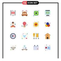 Flat Color Pack of 16 Universal Symbols of detective pointer computer location internet Editable Pack of Creative Vector Design Elements