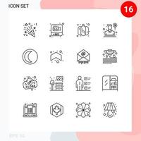 Set of 16 Modern UI Icons Symbols Signs for weather nature pumpkin moon sales Editable Vector Design Elements