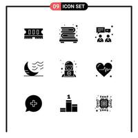 9 Creative Icons Modern Signs and Symbols of service support finance customer sleep Editable Vector Design Elements