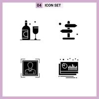 4 User Interface Solid Glyph Pack of modern Signs and Symbols of bottle id board road accounting Editable Vector Design Elements