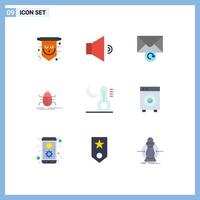 9 Creative Icons Modern Signs and Symbols of moon virus mail testing bugs Editable Vector Design Elements