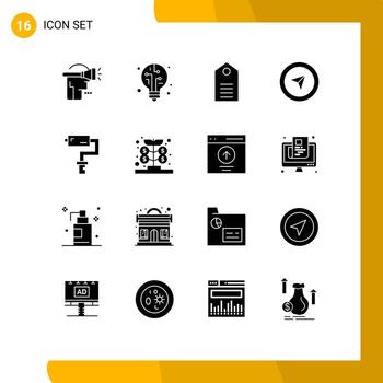User Interface Pack of 16 Basic Solid Glyphs of painter paint roller clothing pointer cursor Editable Vector Design Elements