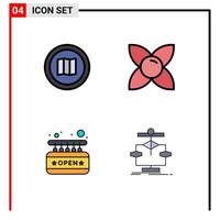 Universal Icon Symbols Group of 4 Modern Filledline Flat Colors of find board mapquest flower shop Editable Vector Design Elements