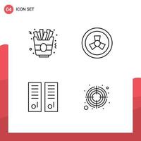 4 Creative Icons Modern Signs and Symbols of fast food school mutation gym locker focus Editable Vector Design Elements