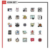 User Interface Pack of 25 Basic Filled line Flat Colors of food failure setting chart analysis Editable Vector Design Elements