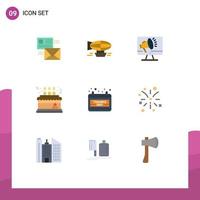 Modern Set of 9 Flat Colors Pictograph of birthday speaker balloon loudspeaker speaker Editable Vector Design Elements