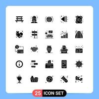 Pack of 25 Modern Solid Glyphs Signs and Symbols for Web Print Media such as love multimedia woman end arrow Editable Vector Design Elements