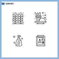 4 User Interface Line Pack of modern Signs and Symbols of agriculture bottle field coffee spray Editable Vector Design Elements