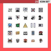 Mobile Interface Filled line Flat Color Set of 25 Pictograms of backup drone camera air camera hardware Editable Vector Design Elements