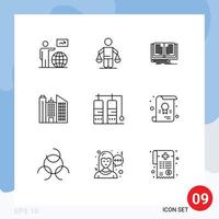 Modern Set of 9 Outlines Pictograph of diving business judgment building book Editable Vector Design Elements