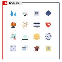 Modern Set of 16 Flat Colors Pictograph of baked sweet data privacy food private Editable Pack of Creative Vector Design Elements