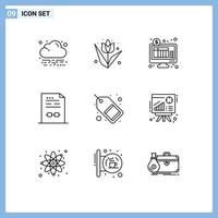 9 Thematic Vector Outlines and Editable Symbols of market document internet contract business Editable Vector Design Elements