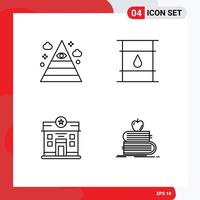 Pictogram Set of 4 Simple Filledline Flat Colors of eye city triangle cylinder home Editable Vector Design Elements