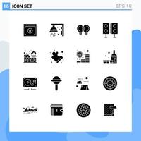 Solid Glyph Pack of 16 Universal Symbols of technology products sport electronics thinking Editable Vector Design Elements