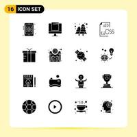 Pack of 16 creative Solid Glyphs of box development plant develop coding Editable Vector Design Elements