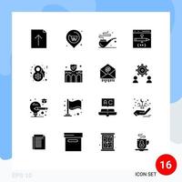 Universal Icon Symbols Group of 16 Modern Solid Glyphs of celebrate eight march smoke development coding Editable Vector Design Elements