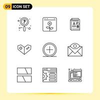 Pack of 9 creative Outlines of circle playstation report videogame business Editable Vector Design Elements