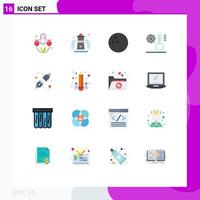 Group of 16 Modern Flat Colors Set for knowledge book climate socket connect Editable Pack of Creative Vector Design Elements