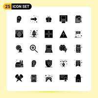 Pack of 25 creative Solid Glyphs of search document animal money atm Editable Vector Design Elements