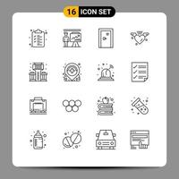 User Interface Pack of 16 Basic Outlines of city heart aperture love filled Editable Vector Design Elements