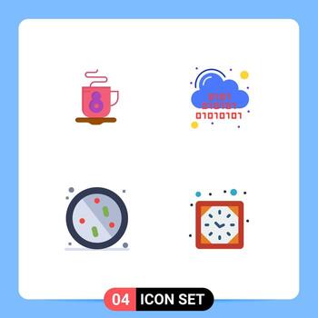 Universal Icon Symbols Group of 4 Modern Flat Icons of coffee virus binary digital healthcare Editable Vector Design Elements
