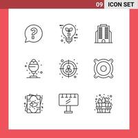 Set of 9 Modern UI Icons Symbols Signs for search treat light summer desert Editable Vector Design Elements